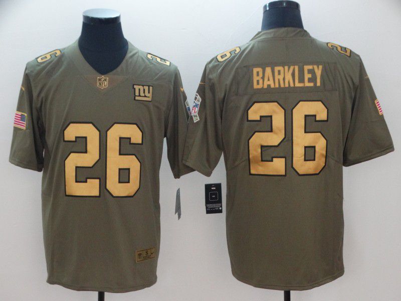 Men New York Giants #26 Barkley Green gold Nike Olive Salute To Service Limited NFL Jersey->new york giants->NFL Jersey